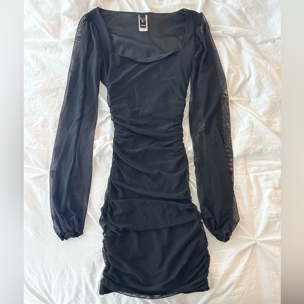 Windsor Black Forever Chic Long Sleeve Mesh Mini Dress Size XS - Picture 5 of 8